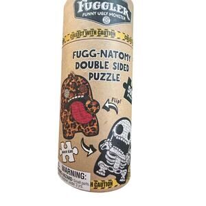 Fuggler NWT Two Sided Puzzle Oogah Boogah leopard and Black White Skeleton